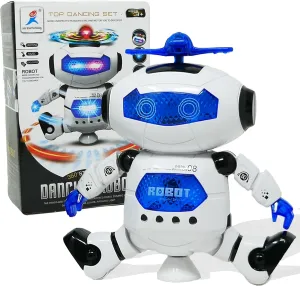 The Noodley Musical Walking Dancing Robot Toy for Kids, Flashing Lights, 360° Body Spinning, Toddlers Bosys Girls Fun Toy Figure