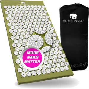The Original Premium Acupressure Mat, 8,820 Acupuncture Pressure Points for Back Pain Relief, Increased Energy, Relaxation, FSA/HSA Eligible, with Drawstring Bag, 29 x 16 x 1, Green