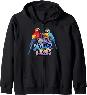 The Original Shoulder Buddies Parrot Macaw Pet Bird Lovers Zip Hoodie