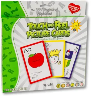The Sensesational Alphabet Touch & Feel Picture Cards, Touch and Feel Flash Cards for Alphabet, Multi-Sensory, ASL and Braille Touch and Feel Cards for All Ages, Therapy, Learning, and Inclusivity