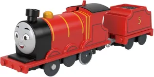 Thomas & Friends Motorized Toy Train James Battery-Powered Engine with Tender for Pretend Play Preschool Kids Ages 3  Years