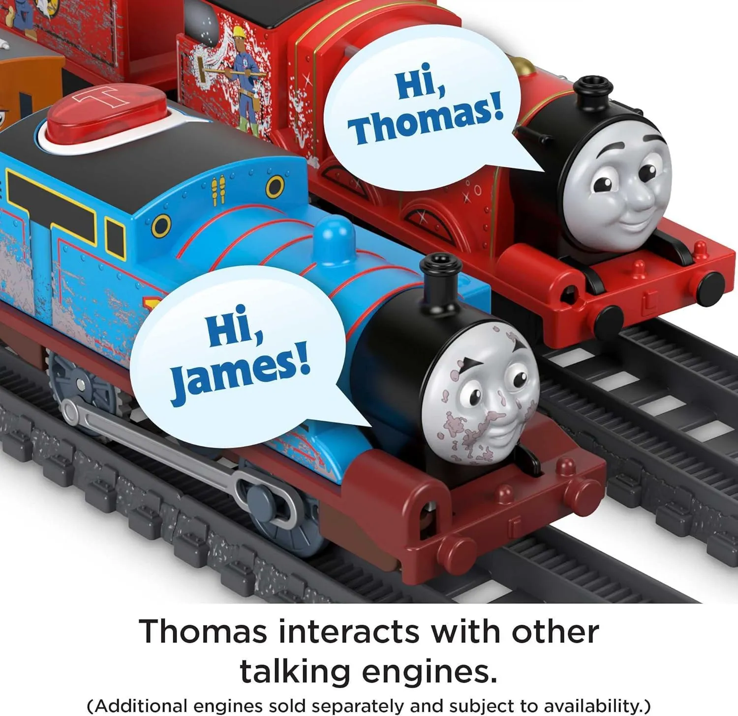 Thomas & Friends Motorized Toy Train Talking Thomas Engine with Sounds Phrases & Passenger Cars for Preschool Pretend Play Kids Ages 3  Years