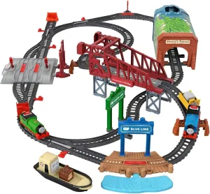Thomas & Friends Toy Train Set Talking Thomas & Percy Motorized Engines with Track, Sounds & Phrases for Preschool Pretend Play Kids Ages 3  Years