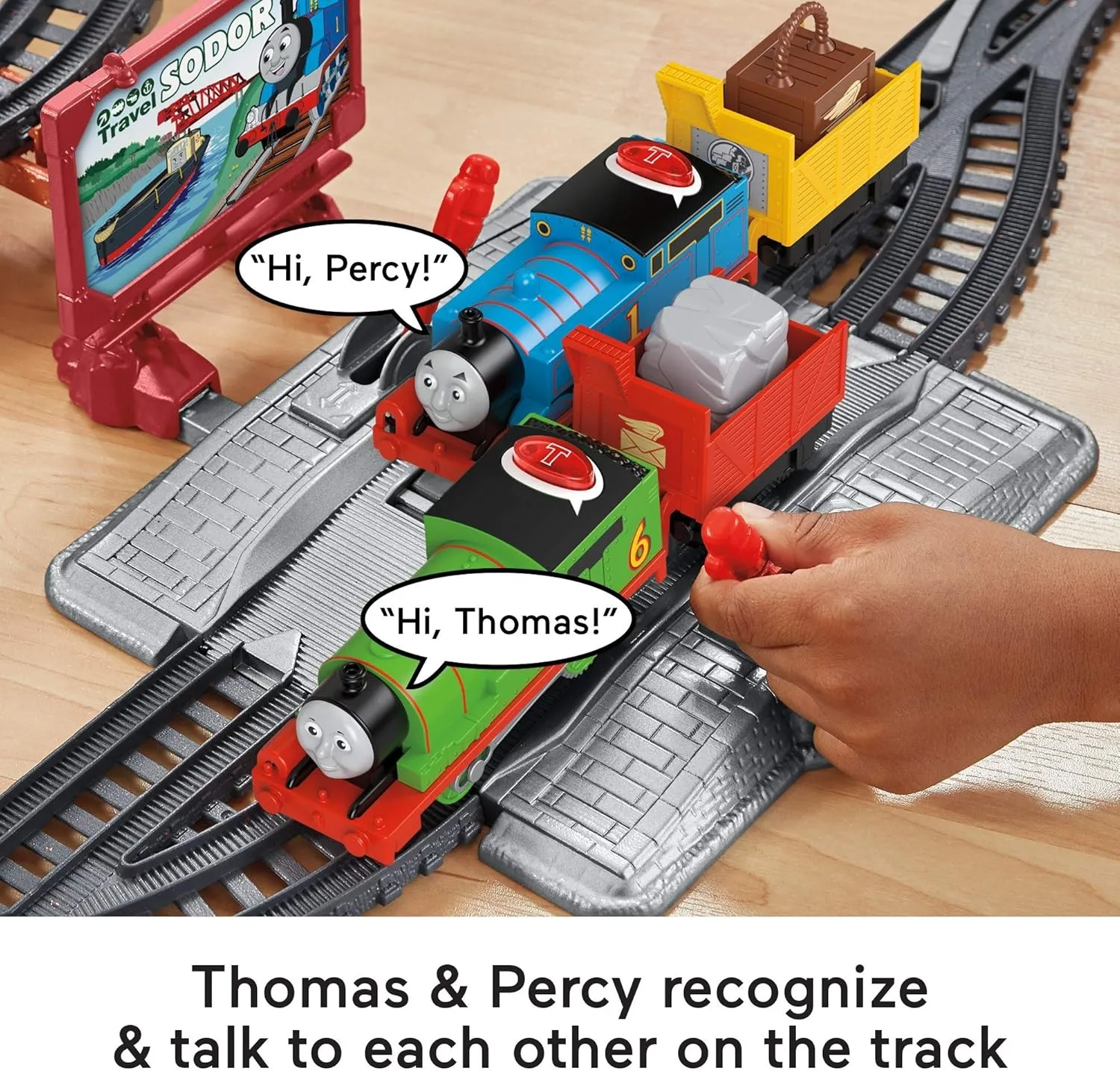 Thomas & Friends Toy Train Set Talking Thomas & Percy Motorized Engines with Track, Sounds & Phrases for Preschool Pretend Play Kids Ages 3  Years