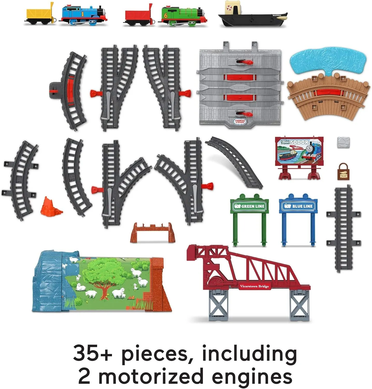 Thomas & Friends Toy Train Set Talking Thomas & Percy Motorized Engines with Track, Sounds & Phrases for Preschool Pretend Play Kids Ages 3  Years
