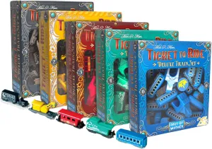 Ticket to Ride 20th Anniversary DELUXE TRAIN SET (5 Pack of 225 Collector's Edition Trains) Fun Family Game for Kids & Adults, Ages 8 , 2-6 Players, 30-60 Minute Playtime, Made by Days of Wonder