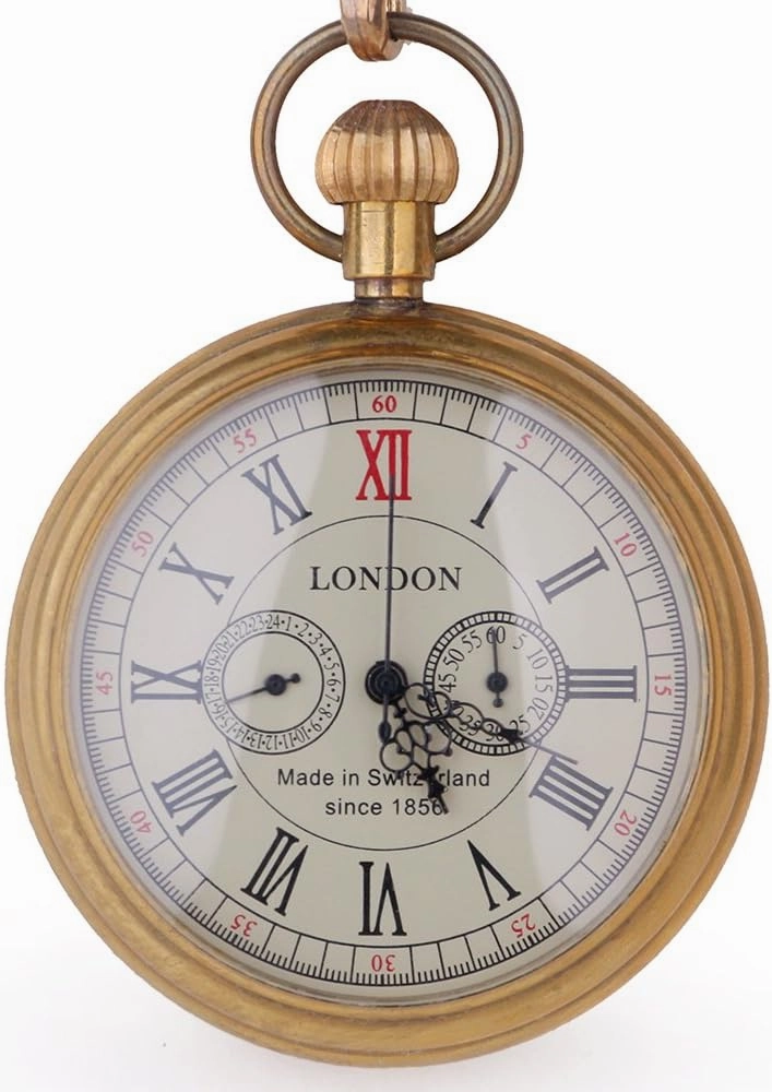 Tiong Vintage Copper Stainless Steel London Design Mechanical Hand-Wind Pocket Watch Mens Watches