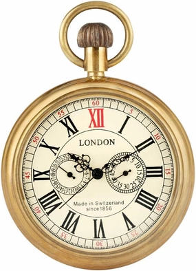 Tiong Vintage Copper Stainless Steel London Design Mechanical Hand-Wind Pocket Watch Mens Watches