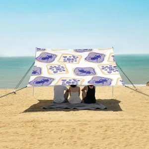 Toast Bread Beach Canopy Tent Anti-UV & Wind Resistant, Sandwiches Camping Sun Shelter Easy Setup Portable,Outdoor Shade Tents with Sandbags,Sand Shovels,Ground Pegs & Stability Poles