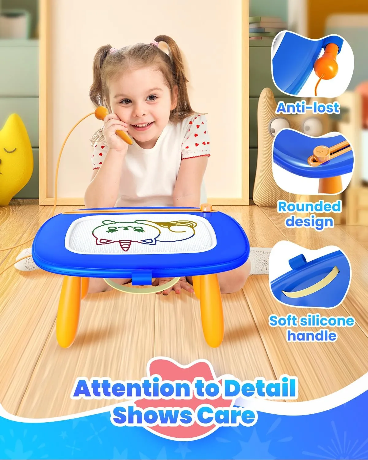 Toddlers Toys Ages 1-3, Magnetic Drawing Board, Toddler Boy Toys for 1 2 3 Years Old, Doodle Board Pad Learning and Educational Toys for 18 Months Baby,1-3 Yr Kids Birthday Gifts - Dark Blue
