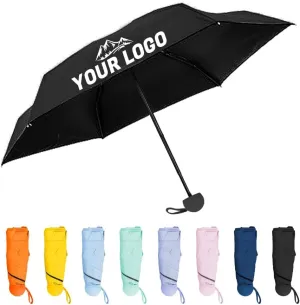 TopTie Custom Mini Travel Umbrella, Add Your Name Logo on Compact Umbrella for Sun & Rain