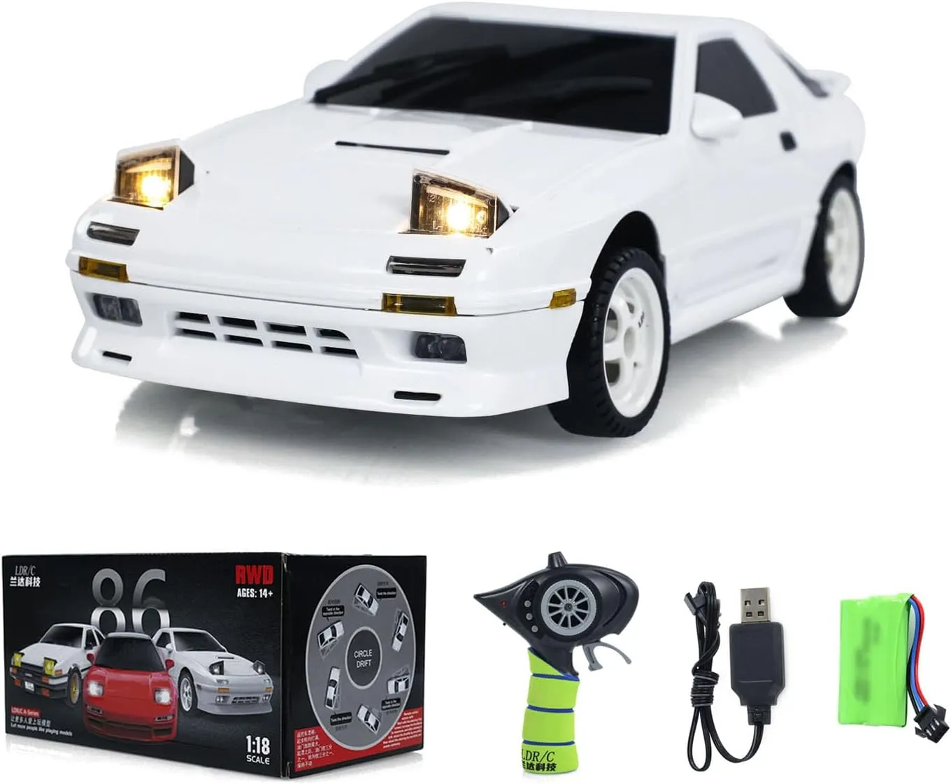 TOUCAN RC HOBBY LdRC 1/18 Rx7 RC Racing Car Rwd Gyroscope Wireless Control Drift Vehicles Ld1802