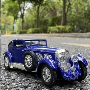 Toy car Model 1:28 Classic Car 8L Alloy Car Model Diecast Toy with Sound and Light High Children Toy Gift (Color : Blue)
