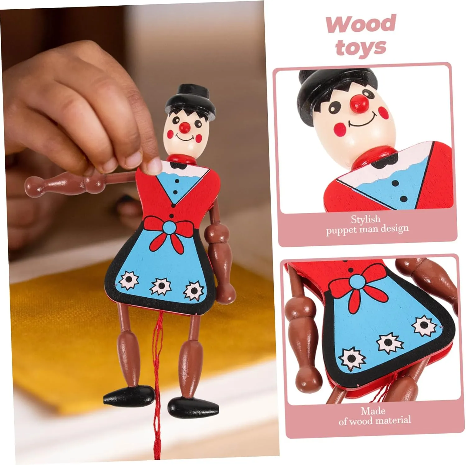 TOYANDONA 12pcs Puppet Doll Toys Creative Hanging Marionette for Boys and Girls Random Style Wood Puppet Playset Fun Decorative for Home Parties