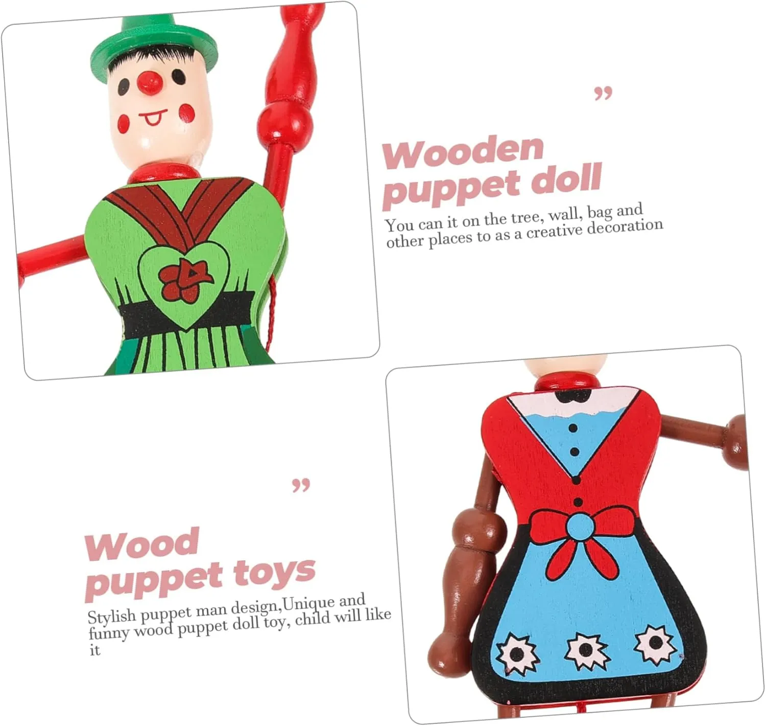 TOYANDONA 12pcs Puppet Doll Toys Creative Hanging Marionette for Boys and Girls Random Style Wood Puppet Playset Fun Decorative for Home Parties