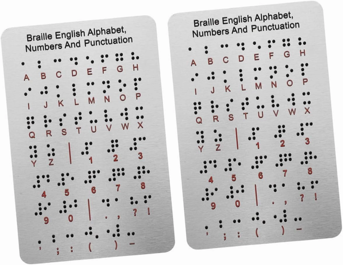 Toyvian 2pcs Tactile Braille Alphabet Board: Number Letter Learning Tool for Blind Kids - Beginners Braille Teaching Aid for Special Education