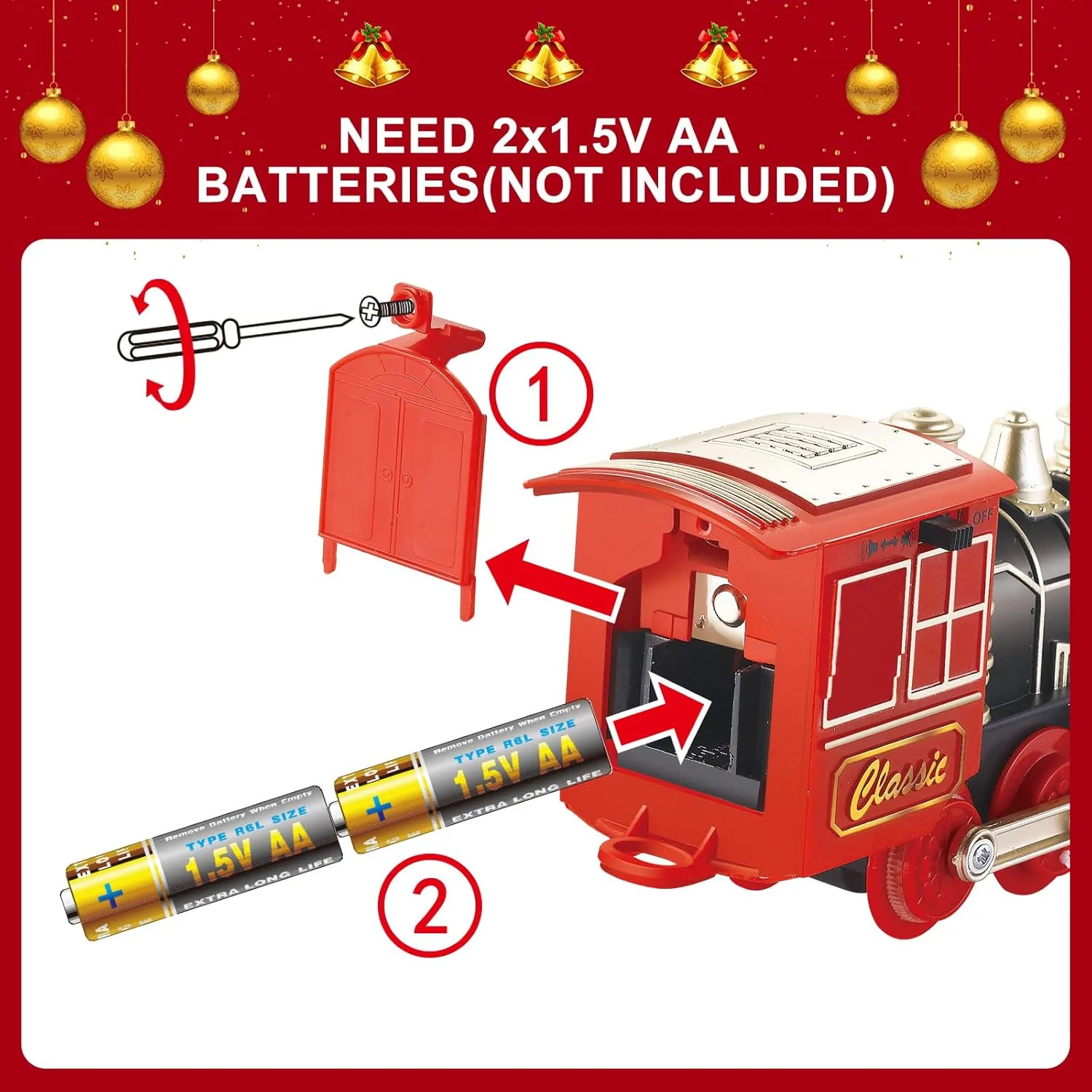 Train Set - Electric Train Set for Chrismas Tree with Light & Whistle - Christmas Train Sets for Around The Tree - Toy Train Set for Toddlers 2-4 - Train Toys Gifts for Kids Ages 3 4 5 6 7 8 