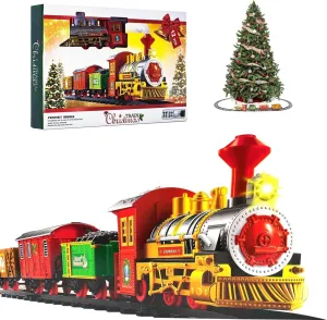 Train Set - Train Set for Christmas Tree, Train Toys for Boys, Lights & Sound, Toy TrainLocomotive, Train Carriages & Tracks, Toddler Model Trains for 3 4 5 6 7 8  Years Old Kids Birthday Gifts
