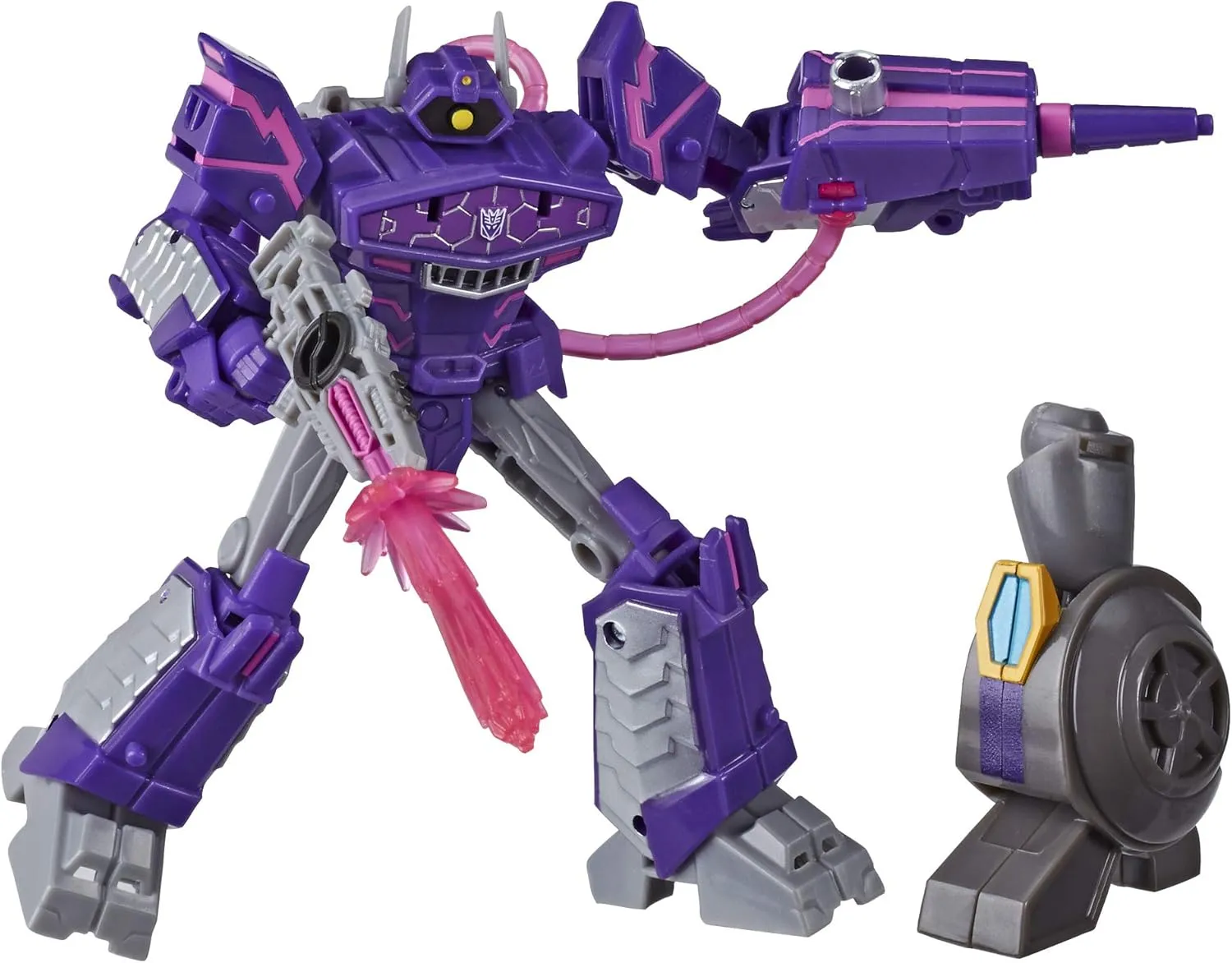 Transformers Toys Cyberverse Deluxe Class Shockwave Action Figure, Shock Blast Attack Move and Build-A-Figure Piece, for Kids Ages 6 and Up, 5-inch
