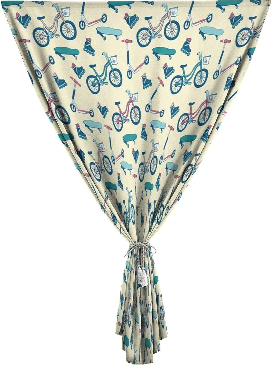 Travel Windows Blackout Curtain, Sport Curtain Shades, Bicycles Skates Boards Wheeled Physical Activity Equipment Print Adjustable Temporary Blackout Shades,59W x72L Inches, for Bathroom Bedroom
