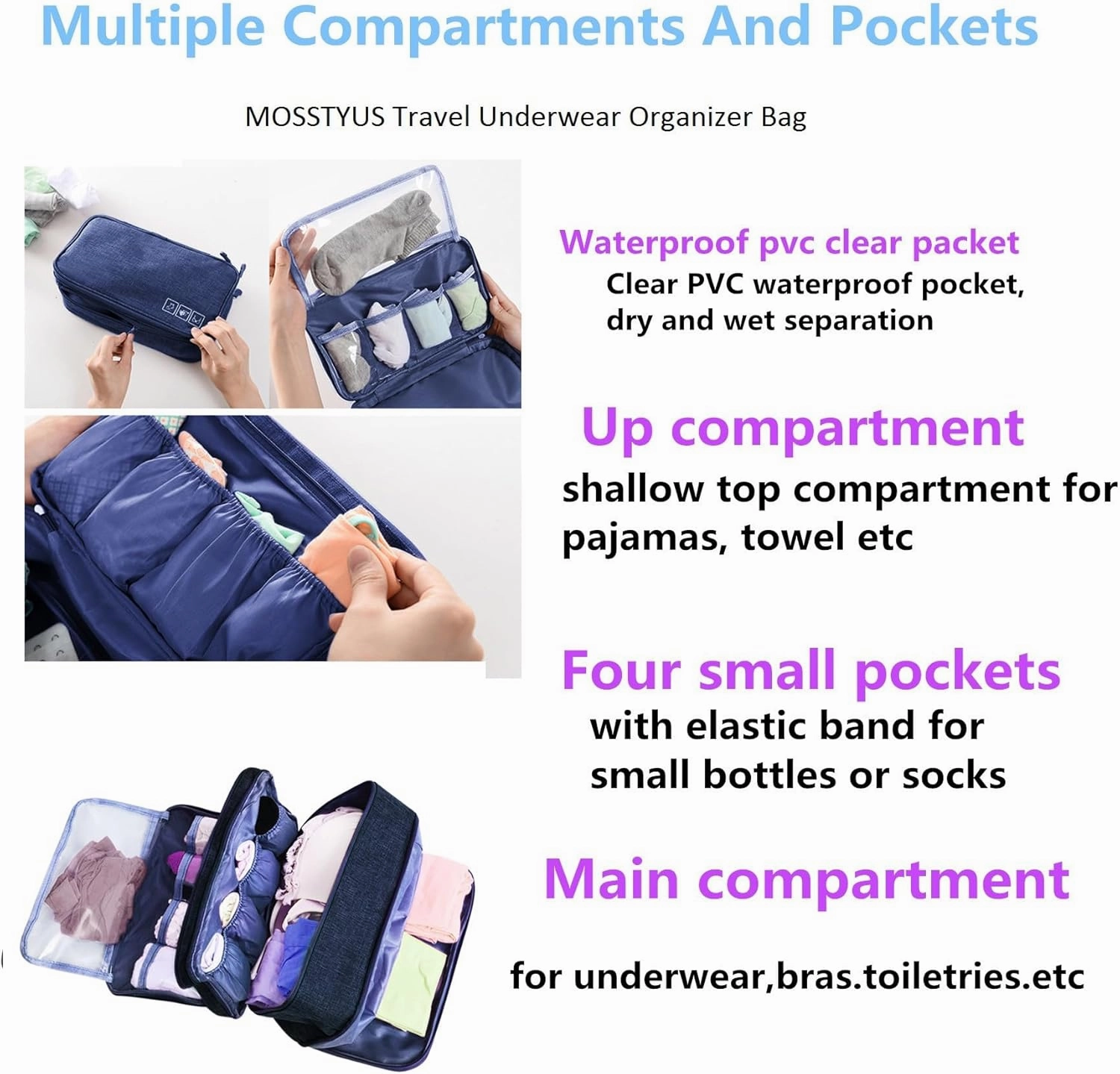 Travel Multi-function Underwear Organize Storage Bag Portable Bra Socks Lingerie Accessories Pack Cube Toiletry Bag