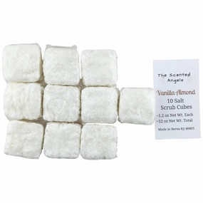 TSA Handmade Body Wash Exfoliating Salt Scrub Cubes, Vanilla Almond Fragrance, Spa, Skin Care, Moisturizer, Sensitive Dry Skin, Women, Teens, Men, Gift for Her, 10 cubes