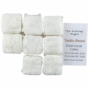 TSA Handmade Body Wash Exfoliating Salt Scrub Cubes, Vanilla Almond Fragrance, Spa, Skin Care, Moisturizer, Sensitive Dry Skin, Women, Teens, Men, Gift for Her, 8 cubes
