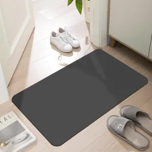Ultra Thin Door Mat Indoor Entrance, 1/10 in Thin Door Mats for Inside Entry, Non-Slip Rubber Backing Washable Doormat, Fade Resistant, Absorbent, Low Profile Dirt Trapper, 35"X24",Grey