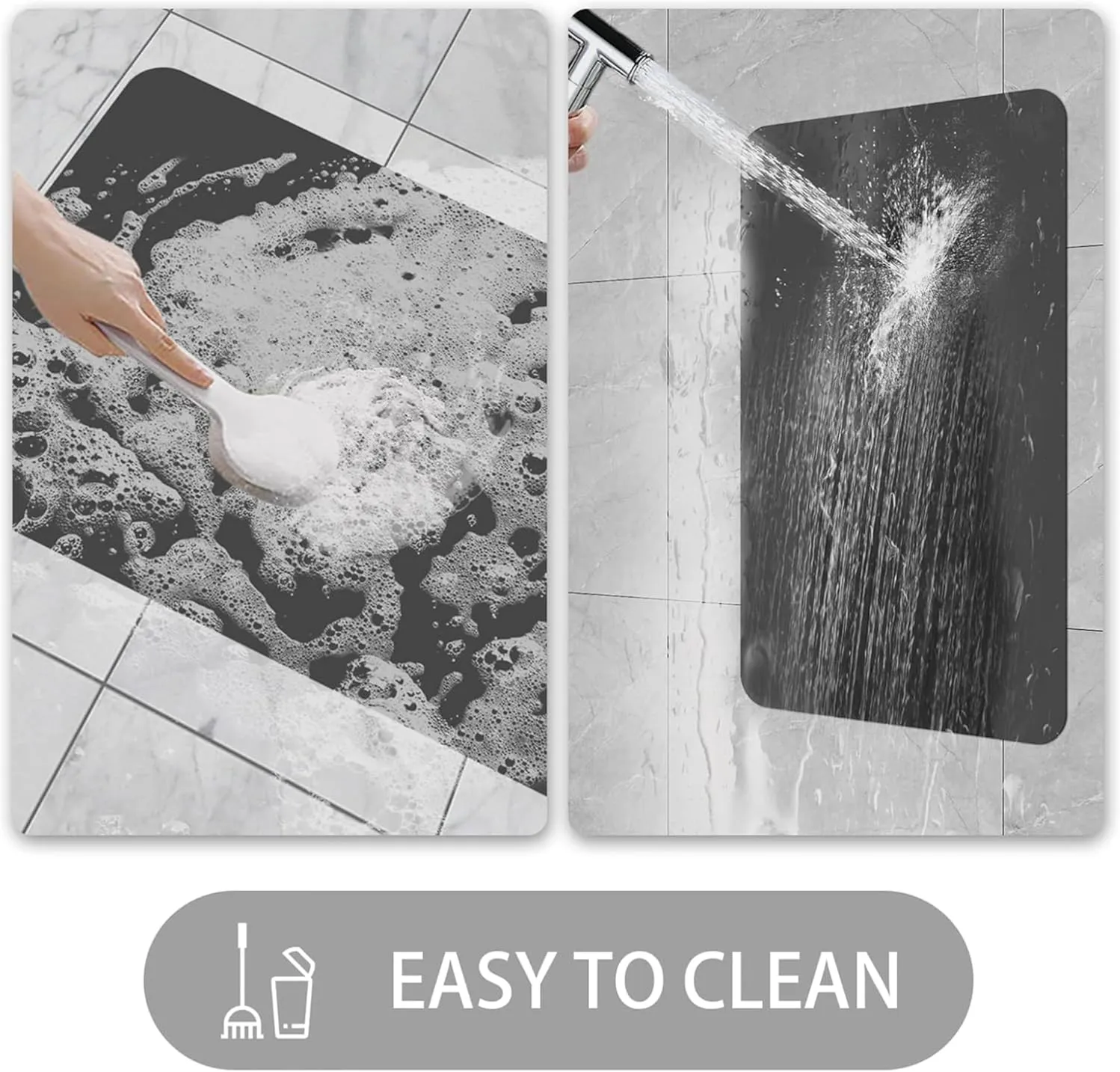 Ultra Thin Door Mat Indoor Entrance, 1/10 in Thin Door Mats for Inside Entry, Non-Slip Rubber Backing Washable Doormat, Fade Resistant, Absorbent, Low Profile Dirt Trapper, 35"X24",Grey