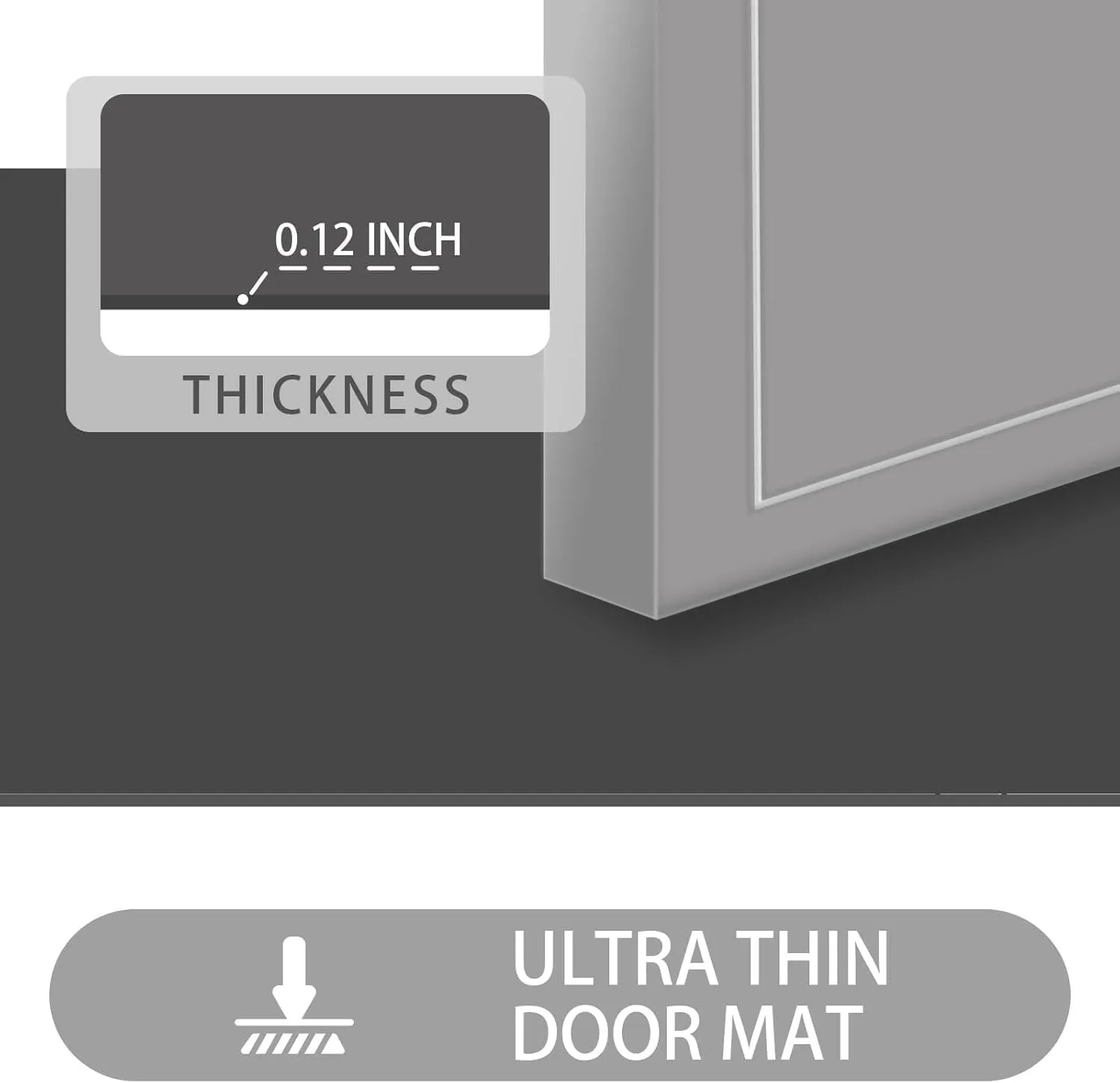 Ultra Thin Door Mat Indoor Entrance, 1/10 in Thin Door Mats for Inside Entry, Non-Slip Rubber Backing Washable Doormat, Fade Resistant, Absorbent, Low Profile Dirt Trapper, 35"X24",Grey