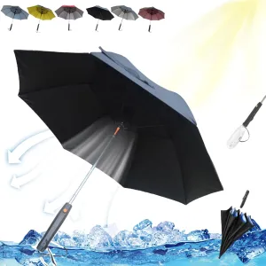 Umbrella with Fan and Mist Spray, 3 in 1 UV Blocking Umbrella, Sun Umbrella UV Protection, Cooling Umbrella with Fan for Fishing, Golf, Patio, Sand, Traveling
