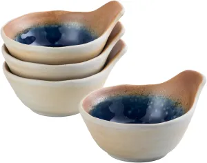 UNICASA Dipping Bowls 5.5 Oz, Soy Sauce Dishes for Sushi, Small Serving Bowls for Side Dishes, Mini Ceramic Bowl for Ketchup, Salsa, BBQ Party, Condiments and Appetizer - Set of 4, Ocean Ripple