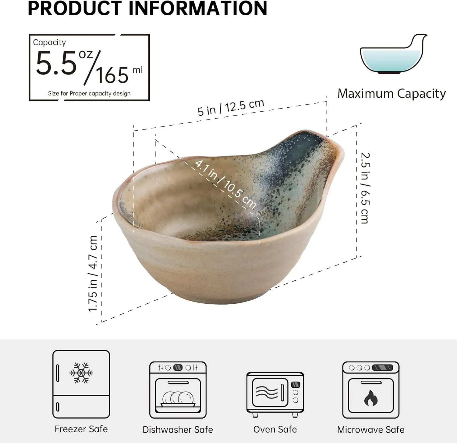 UNICASA Dipping Bowls 5.5 Oz, Sushi Soy Sauce Dish, Small Serving Bowls for Side Dishes, Mini Ceramic Bowl for Ketchup, Salsa, BBQ Party, Condiments and Appetizer Set of 4