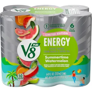 V-8  Energy Limited Edition Summertime Watermelon Juice Energy Drink, 8 fl oz Can (6 Pack)