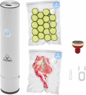 Vacuum Sealer,Food Saver Vacuum Sealer Machine,Compact Handheld Vacuum Sealers for Freshness Preservation Food Storage and Sous Vide   10 Reusable Vacuum Seal Bags