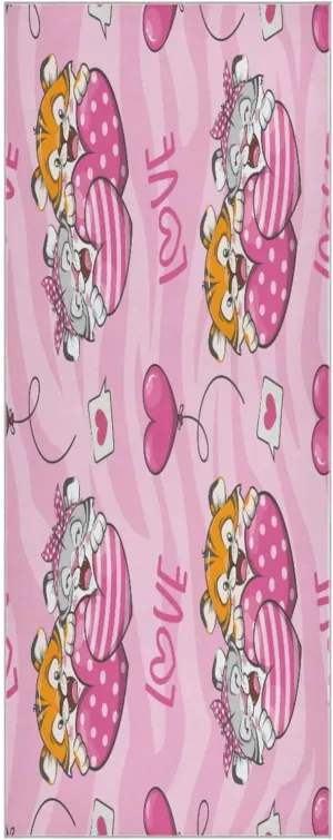 Valentine with Funny Tiger Yoga Towel,Hot Yoga Mat Towel with Grip Dots Sweat Absorbent Non-Slip for Hot Yoga, 24" x72",Soft Yoga Blankets with Travel Bag,Pilates and Workout