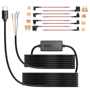 Vantrue 11.5ft Type C USB 12V 24V to 5V Dash Cam Hardwire Kit with Add a Circuit Fuses, Low Voltage Protection for N4, N4 Pro, N5, N2X, E1 Pro, E360/ACE, N2 Pro(2023), E1, E1 Lite, E2, E3, S1 Pro