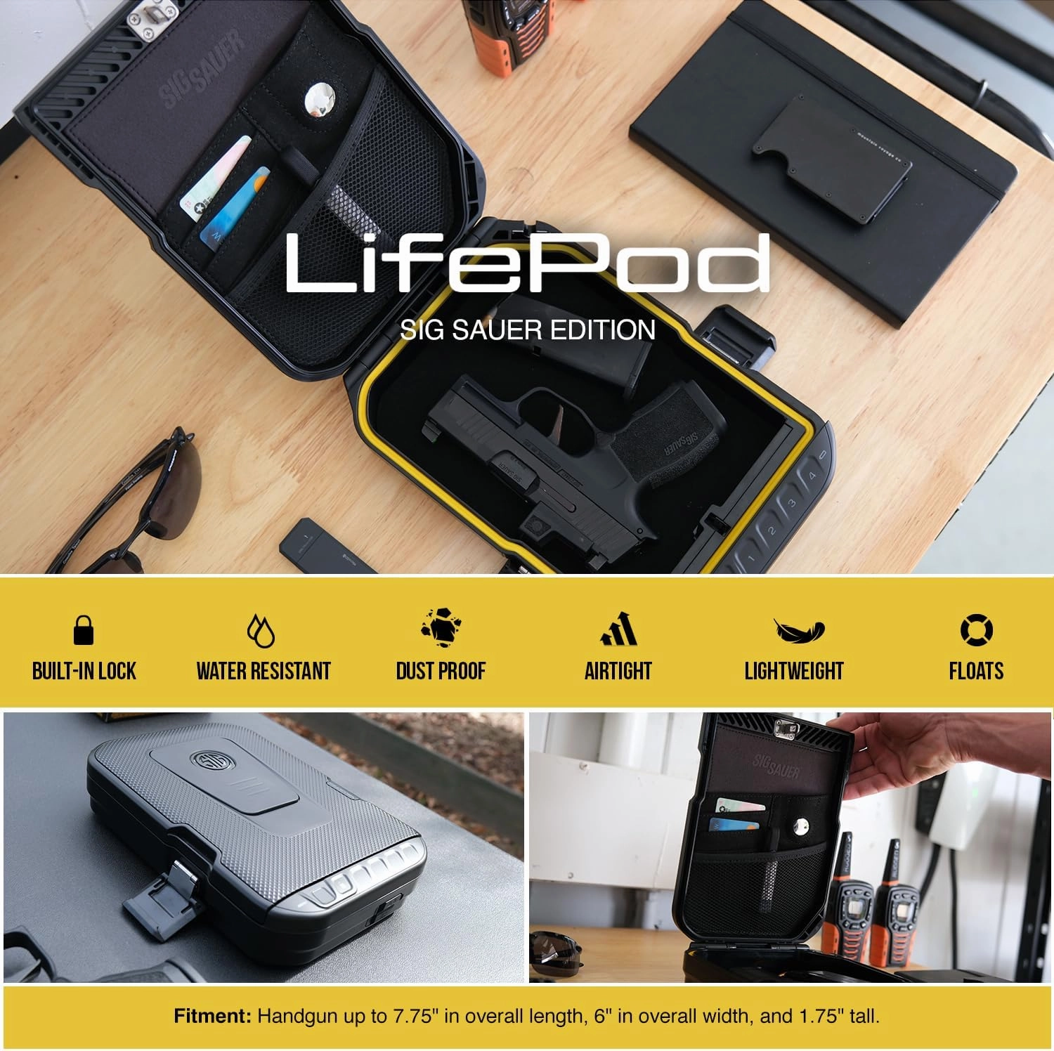 VAULTEK SIG SAUER Edition LifePod Secure Waterproof Travel Case Rugged Electronic Lock Box Travel Organizer Portable Handgun Case with Backlit Keypad
