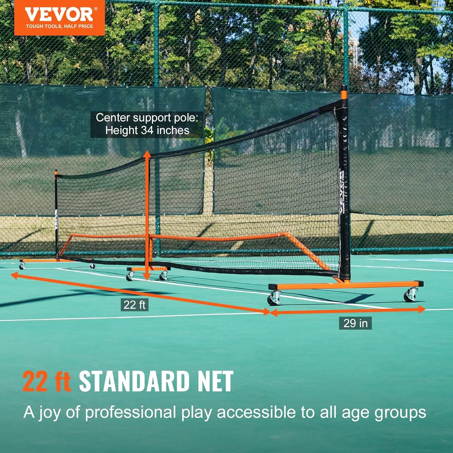 VEVOR Portable Pickleball Net System, 22FT Regulation Size Net