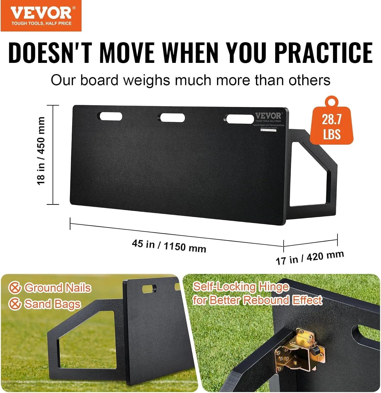 VEVOR Soccer Rebounder Board, Portable Soccer Wall with 2 Angles Rebound, Foldable HDPE Kickback Rebound Board, Soccer Training Equipment for Kids and Adults, Passing & Shooting Practice