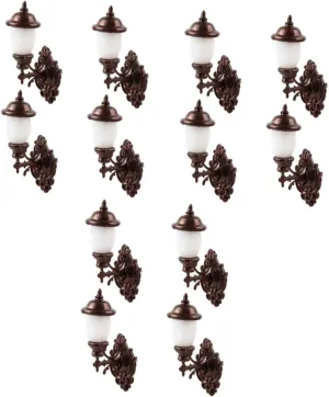 VICASKY 12pcs Miniature Wall Lamp Decorative Sand Table Light for Dollhouse Model Vintage Finish Warm Glow for House Atmosphere and Realistic Detail