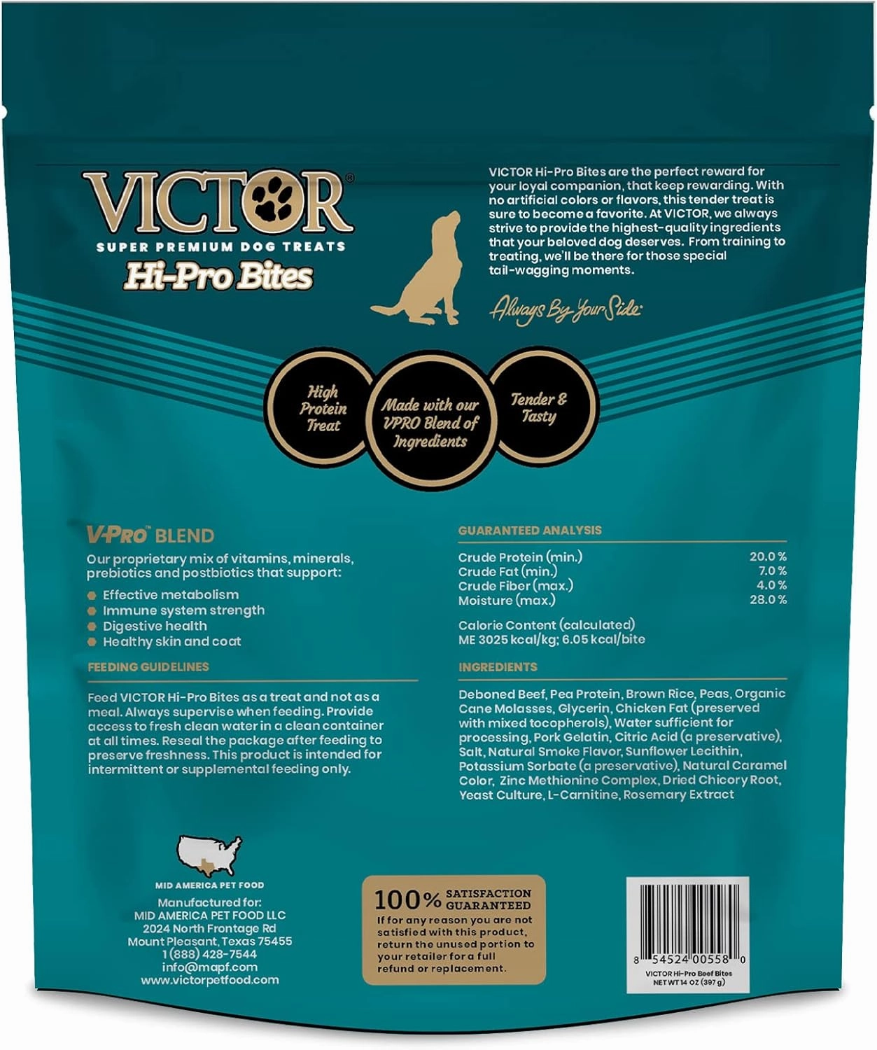 VICTOR Super Premium Dog Treats – Classic Hi-Pro Savory Bites with Real Beef – Supports Immune System, Digestive Health, & Healthy Coat – Tender Beef Treats for Active and Sporting Dogs, 14 oz