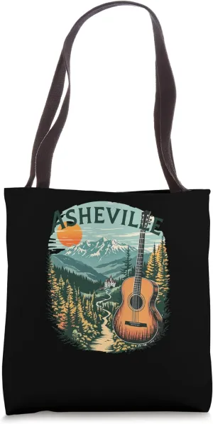 Vintage Asheville North Carolina Sunset Mountains Cityscape Tote Bag