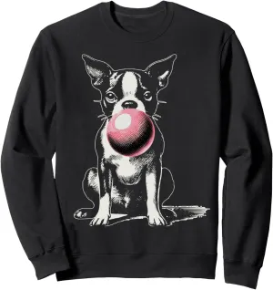 Vintage Boston Terrier Blowing Bubble Gum American Gentleman Sweatshirt