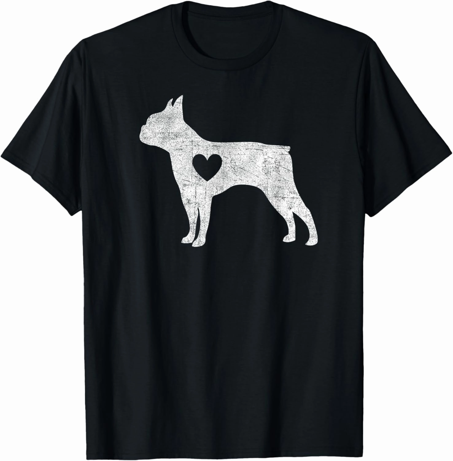 Vintage Boston Terrier Heart Silhouette Dog Puppy Retro T-Shirt