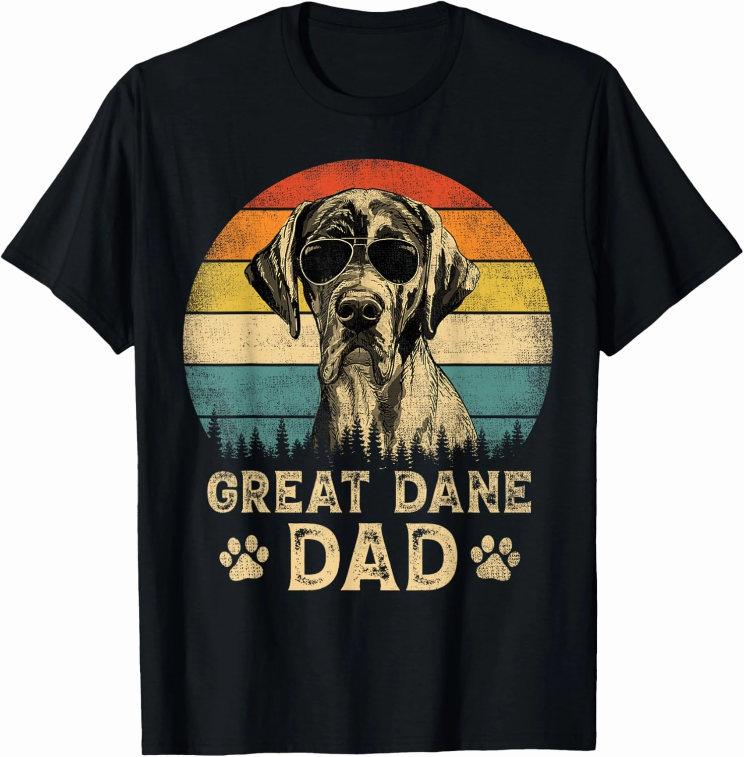 Vintage Great Dane Dad Dog Lovers Father's Day Tee T-Shirt