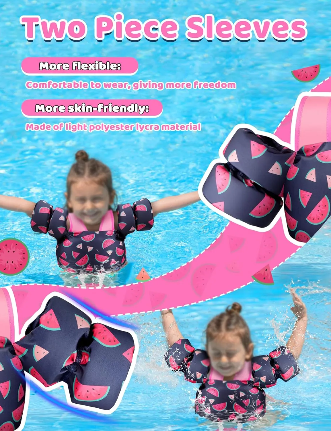 Vvinca Toddler Swim Vest for Kids 13-30lbs Boys Girls Puddle Kids Jumper Toddlers Pool Floaties Jacket with Adjustable Crotch Strap Sleeves Shoulder for 1 2 3 Years Old Baby Infant Learn to Swimming