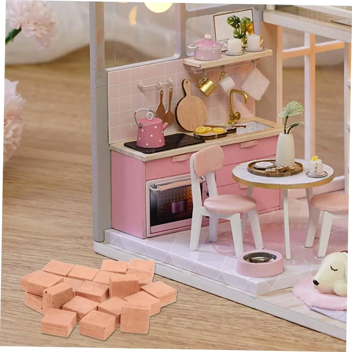 Wakauto 120pcs Miniature Bricks Square Faux Model Decors for Boys and Girls Landscaping Compact Pottery Building Blocks for Creative Architecture and Imaginative Projects