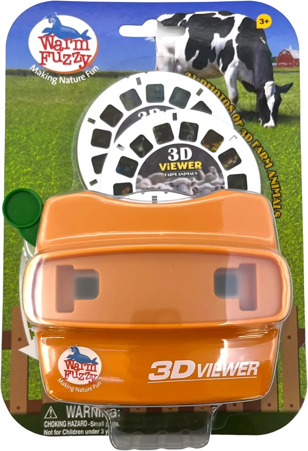 Warm Fuzzy 3D Viewfinder (Farm) - Kids & Adults Classic Slide Viewer, 3D Reel Viewer, Retro Vintage Toys with 3 Reels - 21 High Definition 3D Images