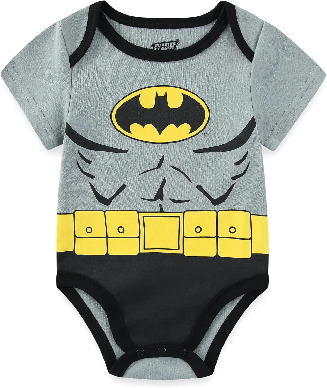 WARNER BROS Justice League Batman, Superman, Flash, Aquaman and Green Lantern Baby Boys 5 Pack Creepers for Infants